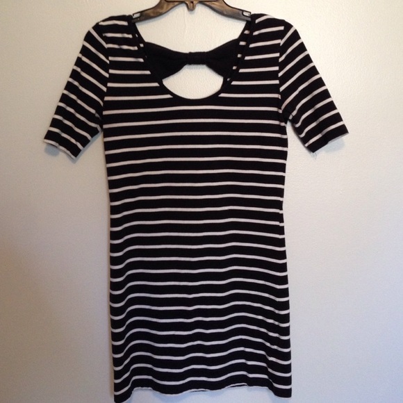 Casual black and white striped dress