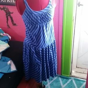 A blue stripped sun dress