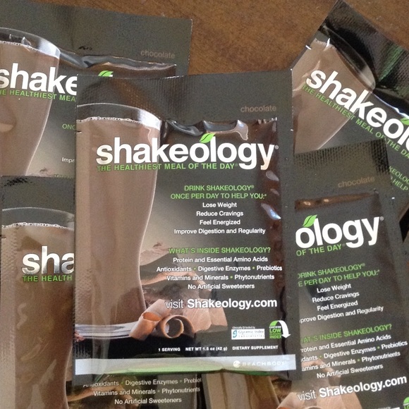 Chocolate and strawberry Shakeology samples