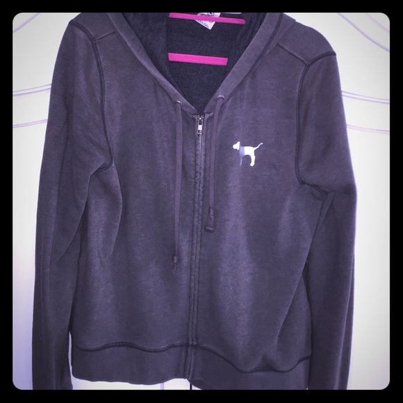 Pink sweat jacket dark grey with white letters