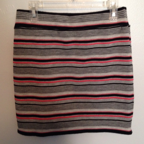 Short skirt black, grey, and red striped