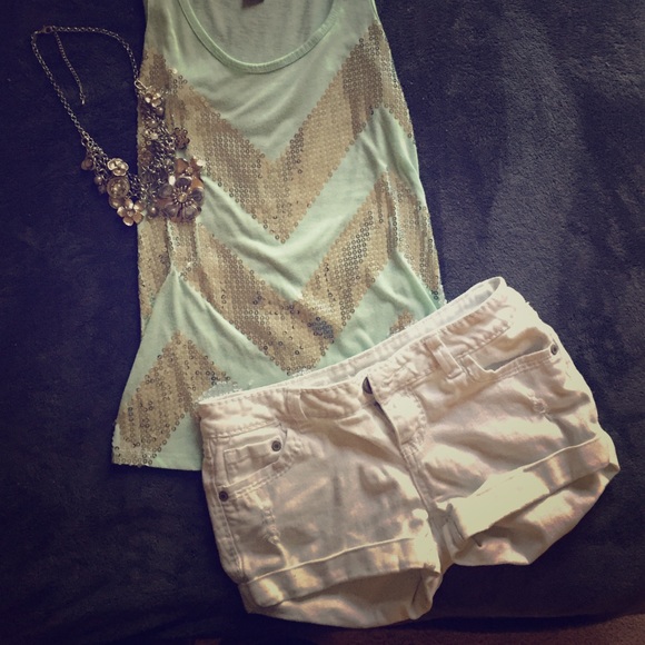 Silver and mint tank