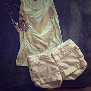Silver and mint tank