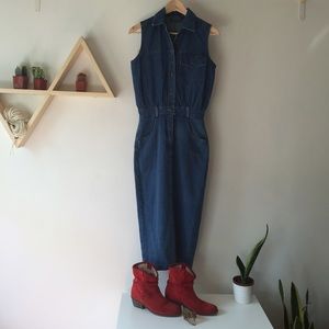 Vintage denim maxi dress