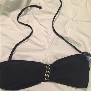 NWT Black Bikini Top with Gold Chain Detailing