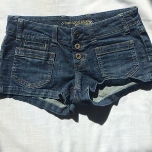 Button Front Denim Shorts