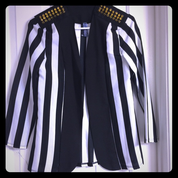 Black and white striped blazer