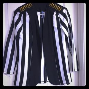 Black and white striped blazer