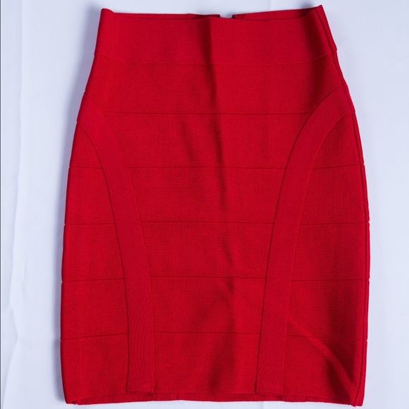 Bebe red bodycon bandage skirt