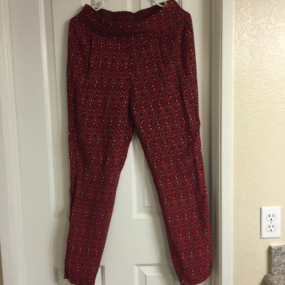 Red pattern joggers