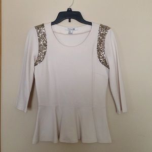 White sparkly peplum top