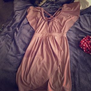 Bebe deep blush dress with braided crisscross back