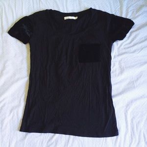 Madewell Tee with velvet sleeves and velvet pocket