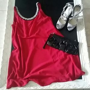 Red shift sleeveless chiffon dress