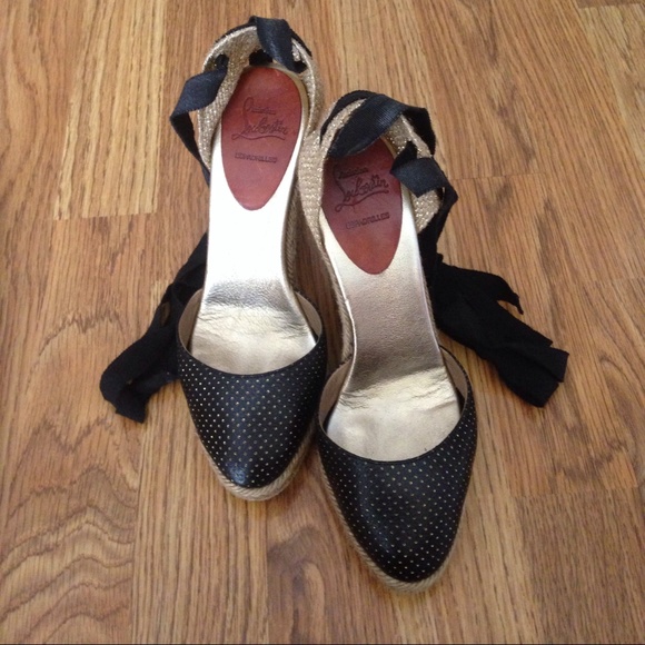 Authentic Christian Louboutin Blk/Gold Espadrilles