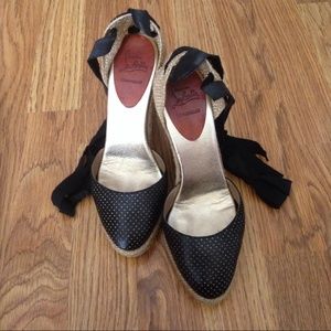 Authentic Christian Louboutin Blk/Gold Espadrilles