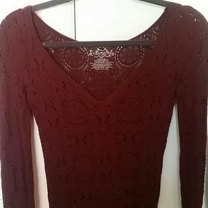 Free People Burgundy Top