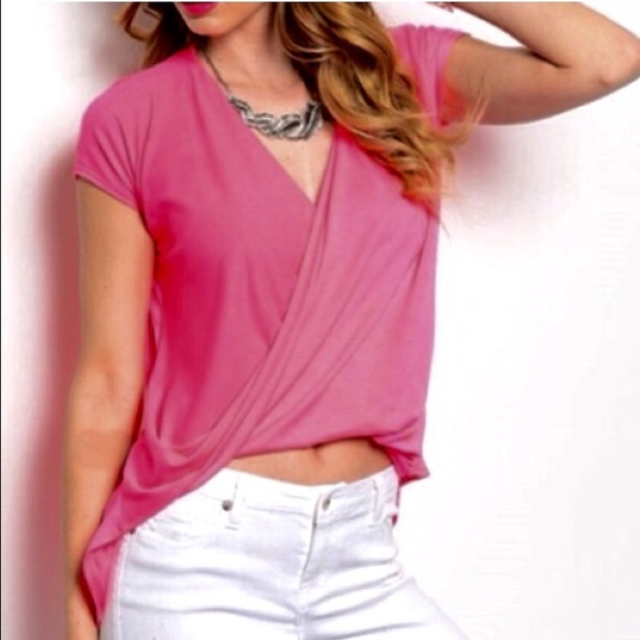 Tops - Neon Pink Criss Cross Low Back