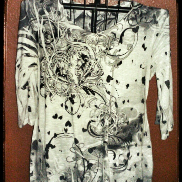 Black and white tunic.