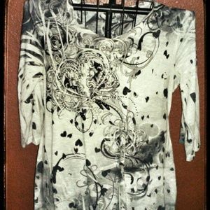 Black and white tunic.