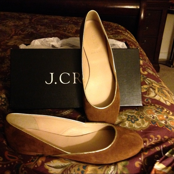 J crew  brown suede ballet flats