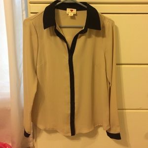 Cream and black colored Blouse