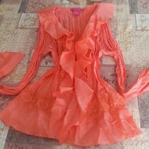 Silk Coral button up blouse