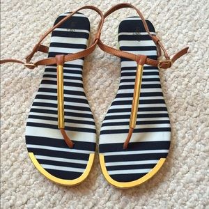 Blue and White Striped Sandals