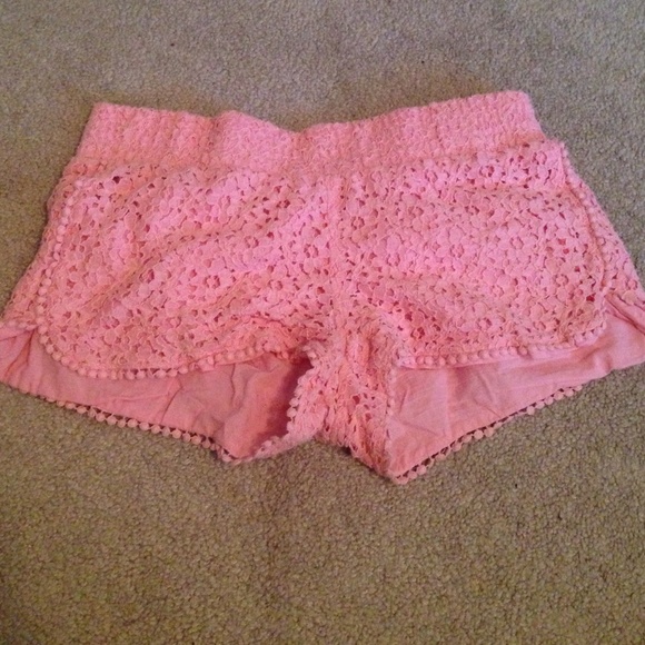 Pink lace shorts