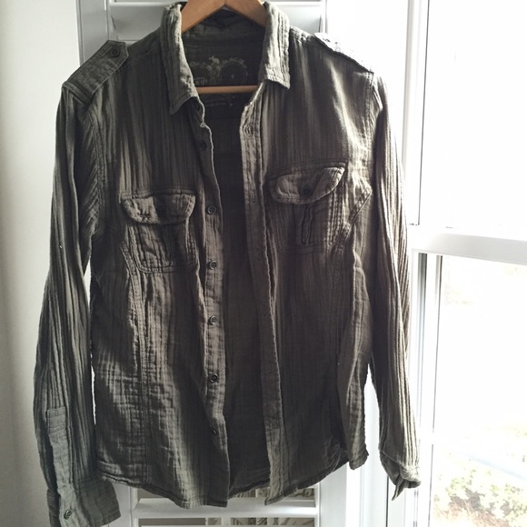 Military Green button up - Picture 1 of 3