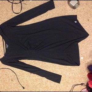 Long sleeve black dress.