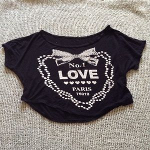 Black "No. 1 Love" Cropped Top