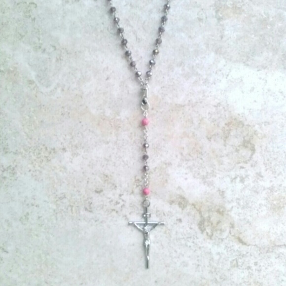 Purple Crystals & Pink Howlite Handmade Rosary