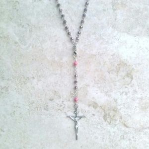 Purple Crystals & Pink Howlite Handmade Rosary