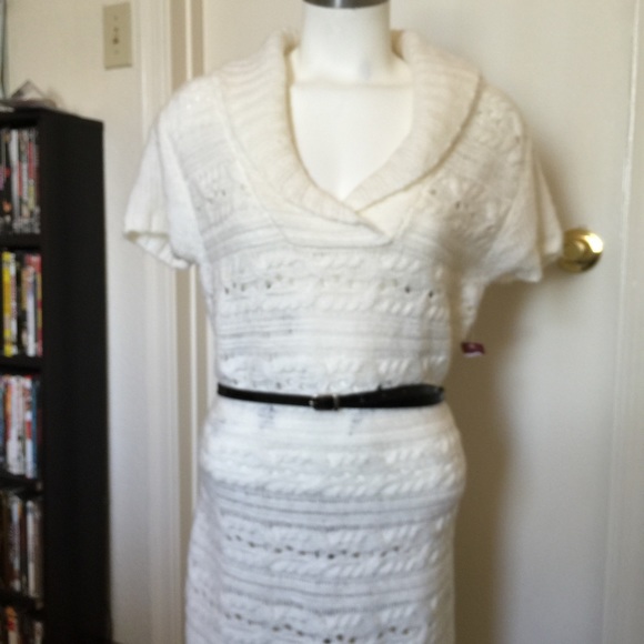 KNITTED CREAMED COLORED SWEATER DRESS - Picture 2 of 2