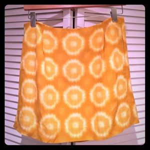 NWOT J. Crew gold silk blend tie-dye mini-skirt