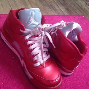 Red and pink Valentine's Day Jordan 5's
