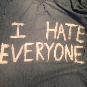 "I hate everyone" denim button down