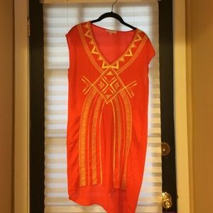 Orange & yellow shift dress