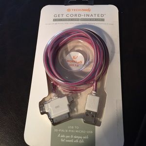 Tech candy 3 in 1 double-long Woven Usb Cable NEW!