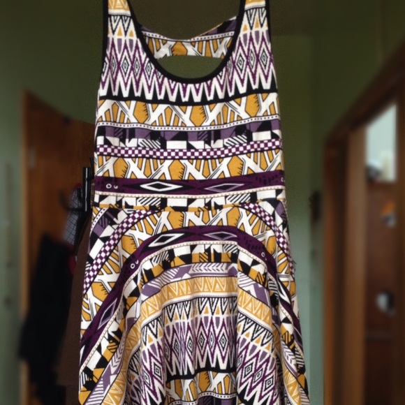 Tribal Yellow Purple Black and White Dress