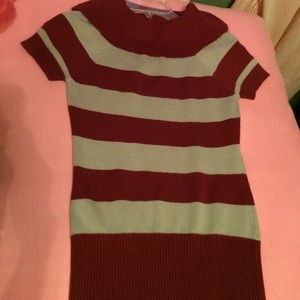 Maroon and Gray Short Sleeve Sweater Shirt