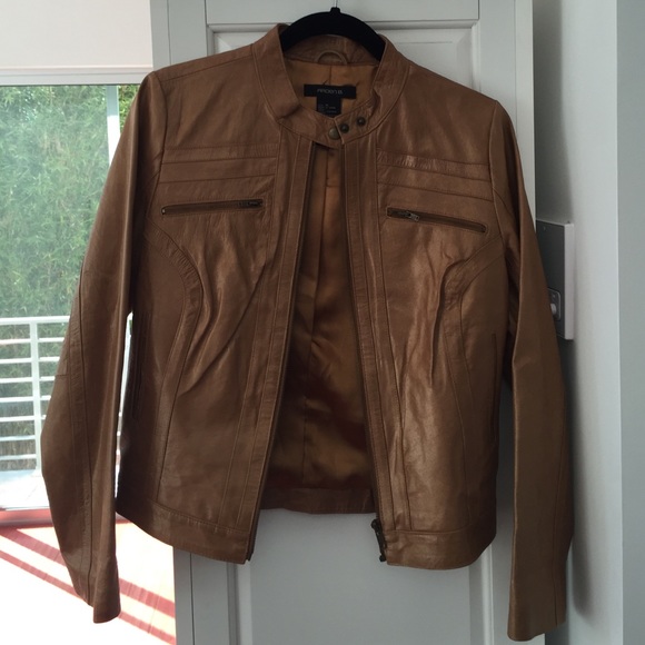Arden B. Tan Leather Jacket