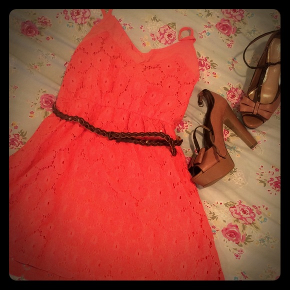 Baby doll lace coral sundress
