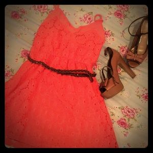 Baby doll lace coral sundress