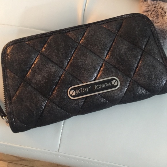 Betsy Johnson charcoal grey studded wallet