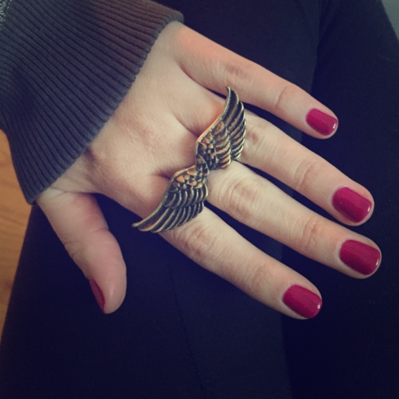 Gold angel wing ring