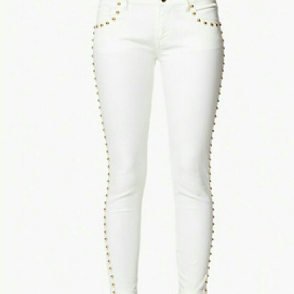 Forever 21 Denim - NWT Forever 21 Cream Jeans W/ Gold Studs