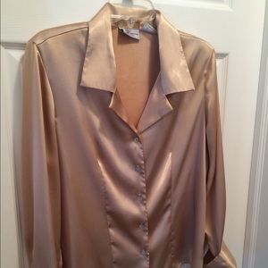 Gold satin button down blouse