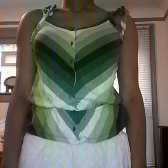 green and white top